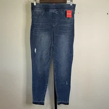 Spanx Distressed Skinny Denim Blue Jeans Jeggings Elastic Waist Size Medium NWT