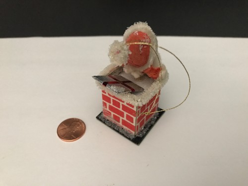 Vintage Tongesicht Weihnachtsmann Pappe Kamin Ornament-Japan - Bild 2 von 4