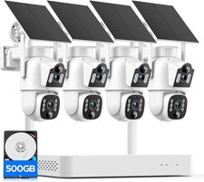 Wireless Solar Security Camera System 10CH 4K NVR 4 4MP Dual Lens Outdoor Cams