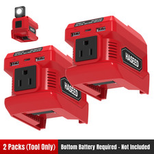 2-Pack Power Inverter for Milwaukee 18V Battery 200W AC USB C LED Light 110V Out