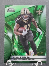 Alvin Kamara 2025 Topps Chrome Black Football Green Refractor /99 #71 Saints