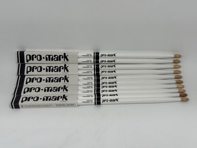 Lot Of 5 ProMark Classic Forward 5A TX5AW-White Hickory Drumstick Oval Wood Tip