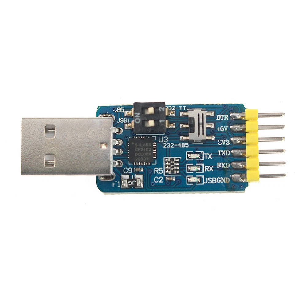 1PCS CP2102 USB to TTL/RS485/RS232 Module 6-in-1 Serial Adapter 3.3V/5V Level - Image 2 of 4