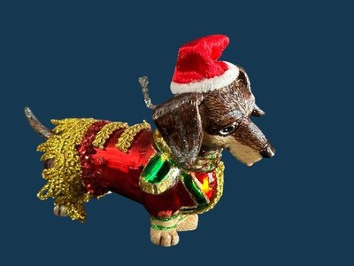 Festive Dachshund Christmas Nutcracker Ornament With Sparkling Costume