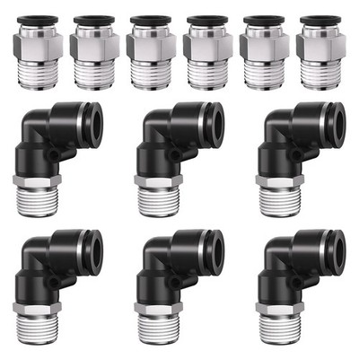 3/8 Tube OD to 3/8 NPT Thread Push to Connect Fittings,Pneumatic Quick Air Ho...