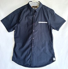 PD C Men's Blue Button Up Short Sleeve Shirt size Medium