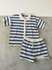 EKOUAER Blue White Striped Casual Two Piece Set Size Large NEW NWT