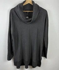 Joan Vass Tunic Top Women Lg L/S Cowl Neck Warm Simple Minimalist Capsule NEW