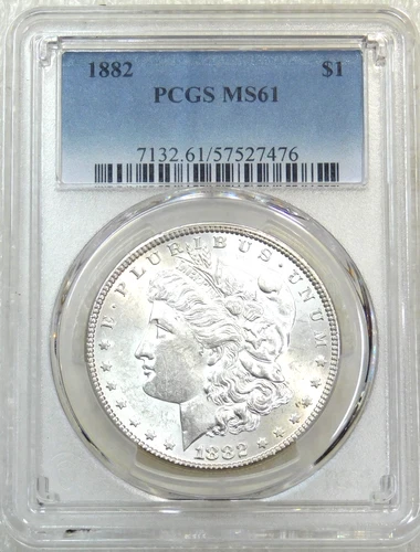 1882 P Morgan Silver Dollar PCGS MS61 Frosty White Luster PQ New Holder #S254E