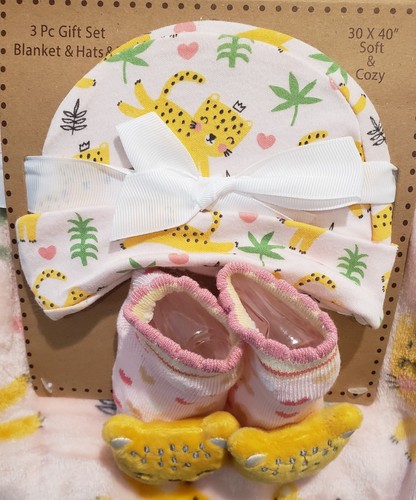 NEW Baby Blanket Booties and Hat Set Pink Yellow Baby Gift | Baby Elements - Picture 2 of 9