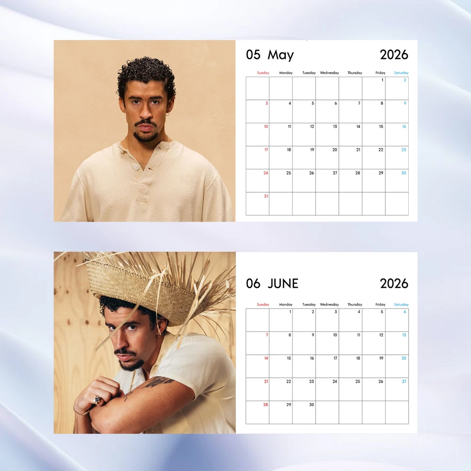 Bad Bunny 2026 Wall Calendar, Stylish Music Star Photo Collection - Image 4 of 4