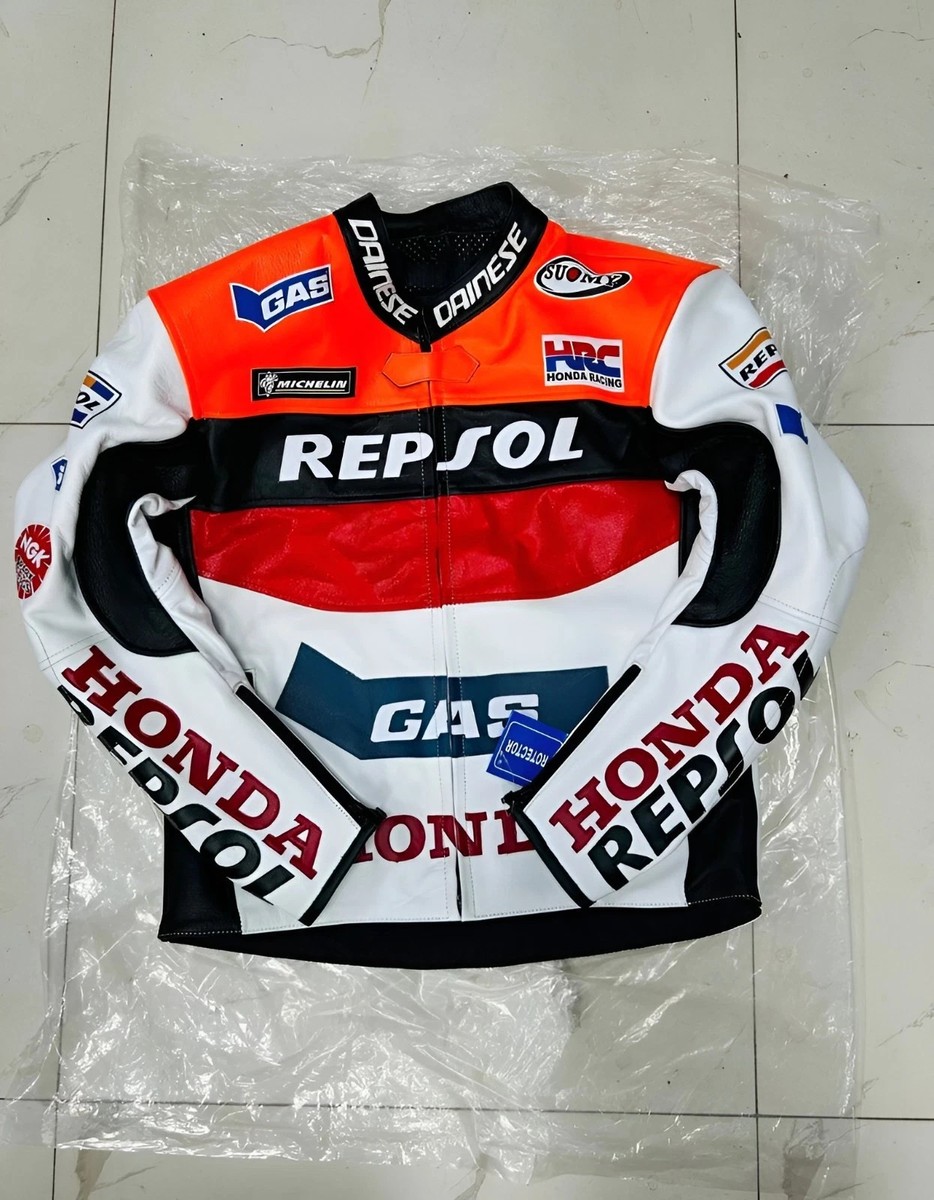 Motorbike Repsol Honda Racing Leather Jacket CE Armored Protection