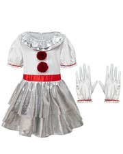 Kids Scary Clown Costume Girls Halloween Costume Movie Cosplay Dress
