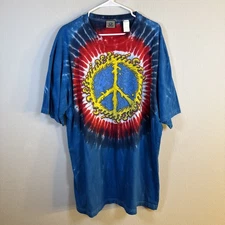 Vintage Rare  Liquid Blue Planet Peace Tie Dye Tshirt Size Xl Tall