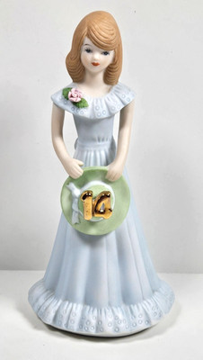 Enesco Growing Up Girls Brunette Age 14 Porcelain Figurine 6.5 