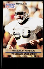 1991 Pro Set Chris Zorich #33 RC Rookie Notre Dame Fighting Irish