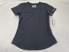 Skechers Barco Scrubs 3PKT Vitality V Neck Top Womens S Pewter NWT