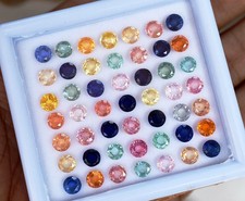 6x6 MM 10 Pcs Natural Mix Color Sapphire Round Cut Certified Loose Gemstone Lot