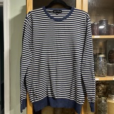 J Crew Mercantile Navy Striped Sweater Size XL 100 Cotton
