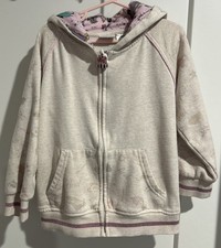 Disney Princess Sparkly Princess Full Zip Up Hoodie Sweatshirt Size 6 Cream