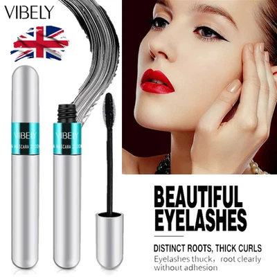 Vibely 4D Mascara 2-in-1 Brushes Waterproof Volume Length Curl Lash Smudge-Proof