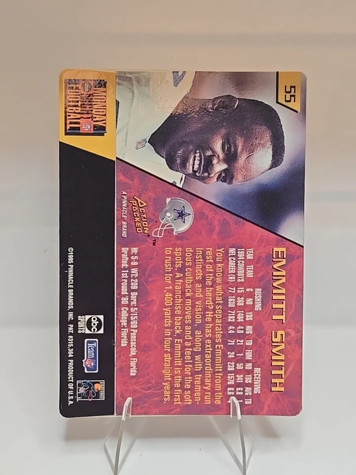 1995 Action Packed Monday Night Football - Emmitt Smith #55 - Image 2 of 2