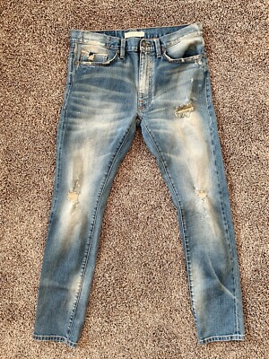 VTG Y2K STRAIGHT LEG denim JEANS Light Stone wash  34X30 Boho casual