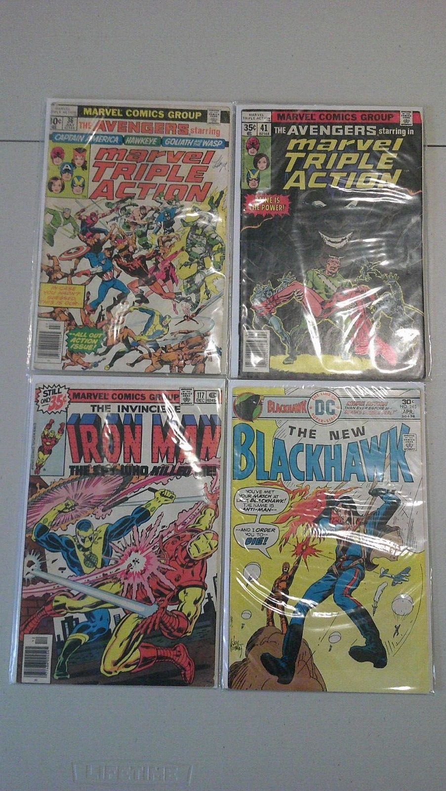 Marvel and DC Bronze Age Comic lot of 4 Triple Action #36,41, Black Hawk #245
