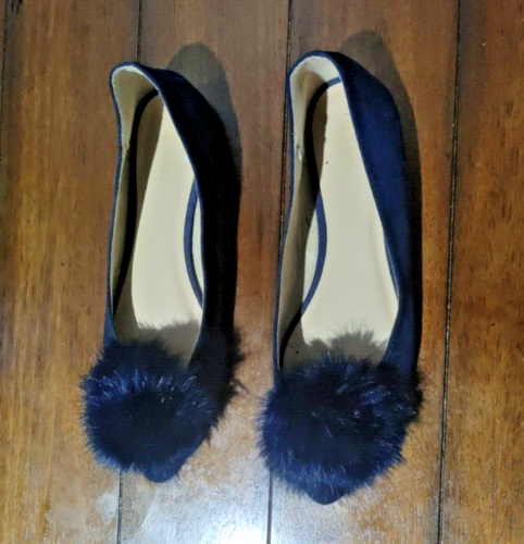 Old Navy Women's Genuine Suede Pompom Pointed Toe Ballet Flats Shoes Size 9 - Picture 2 of 11