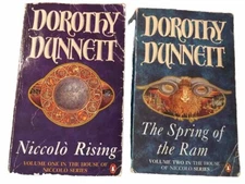 Dorothy Dunnett lot 2 paperbacks Niccolo Rising 1987 The Spring of the Ram 1988