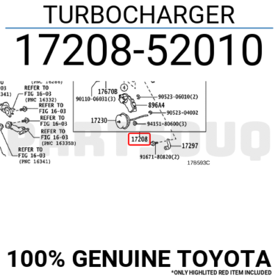 A 1720852010 Genuine Toyota TURBOCHARGER 17208-52010 | eBay