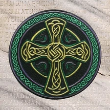 Celtic Cross Patch Iron-on Applique Christian Norse Irish Knight Religion Badge
