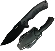 S-TEC Fixed Knife 5 Black Finish Stainless Steel Blade Black Textured ABS Handle