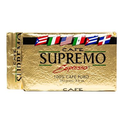 12 Pack - Cafe Supremo 100% Espresso Coffee, Dark Roast Latin Flavor - 8.8oz