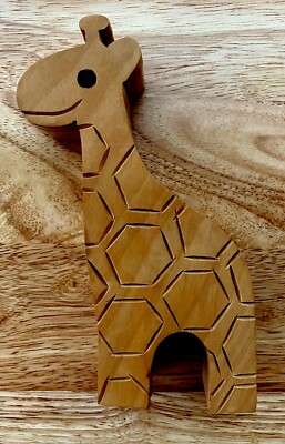Mair Boomie Wooden Giraffe Trinket Box w Lid 7-1/8in Long NWT New