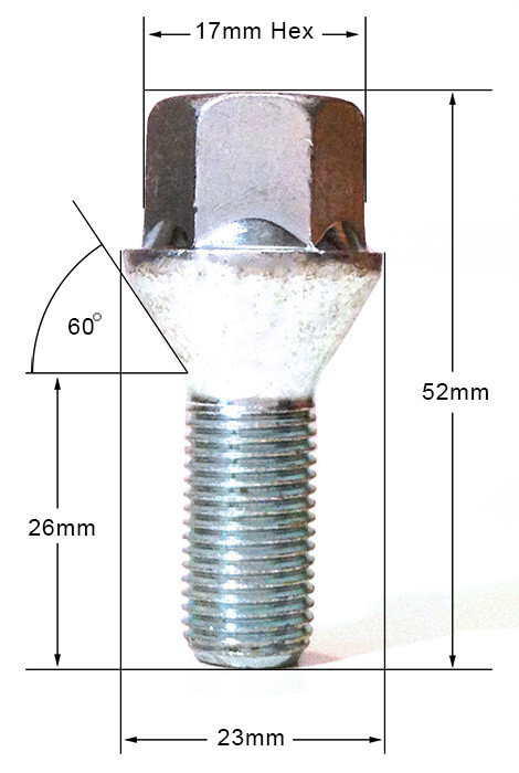 Perno De Rueda M12 20 Tornillos De Rueda M12 X 1.25 - Cabeza De 19mm, Asiento Cónico 60°, Largo 40mm - Para Pug, Citroen, Fiat - Grayston Perno De Rueda M12 20 Tornillos De Rueda M12 X 1.25 - Cabeza De 19mm, Asiento Cónico 60°, Largo 40mm - Para Pug, Citroen, Fiat - Grayston