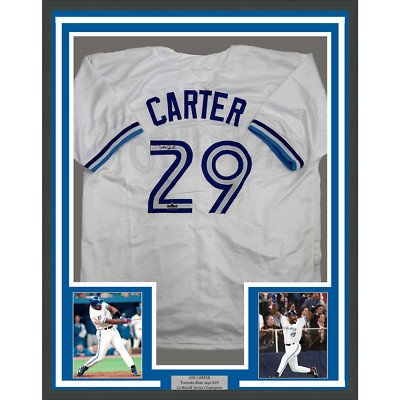 Framed Facsimile Autographed Joe Carter 35x39 Toronto Blue Reprint Jersey