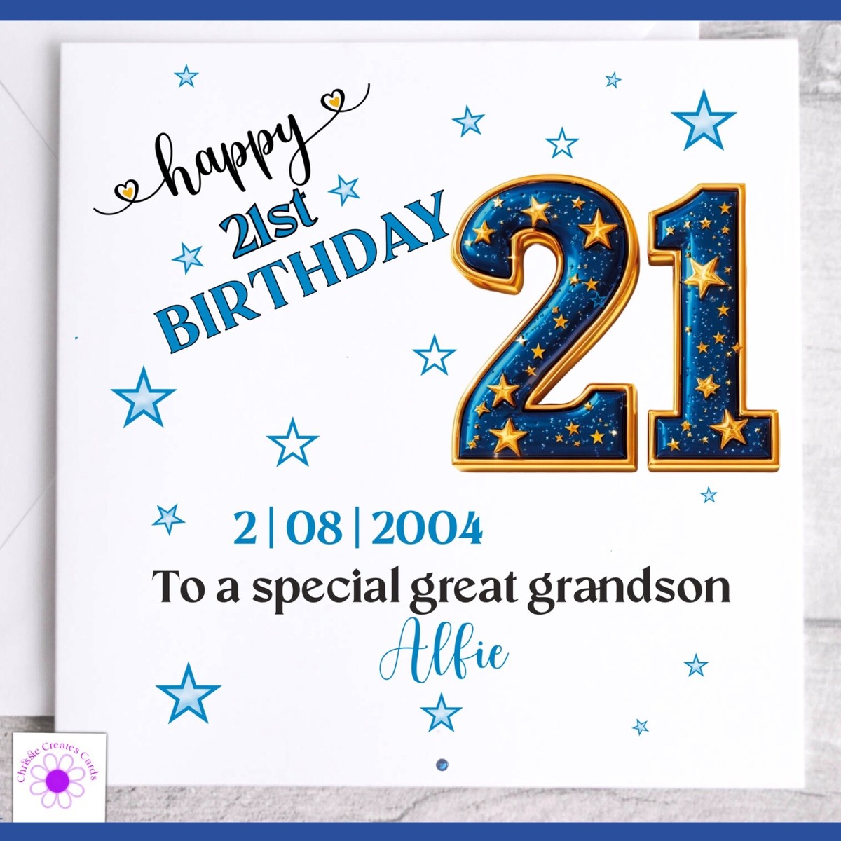 Personalised 21st Birthday Card Grandson Son Husband Brother Dad Brother In Law Any Person Age Tipple 18th 25th 30TH 40TH (SKU1201 - Foto 2
