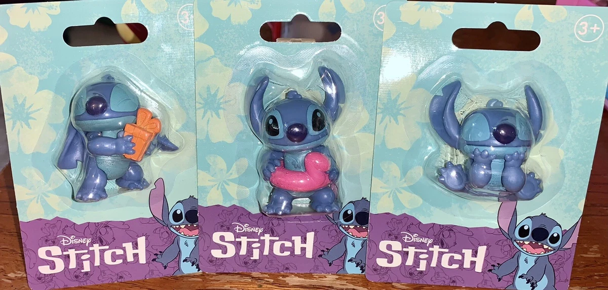 Disney STITCH (3) Mini Figures Stitch w/Present, Swimming, Sitting Eyes  Shut NEW