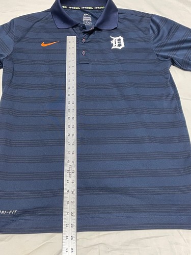 Detroit Tigers Nike Dri Fit Polo Shirt Blue Orange Baseball Authentic Small - Picture 3 of 9