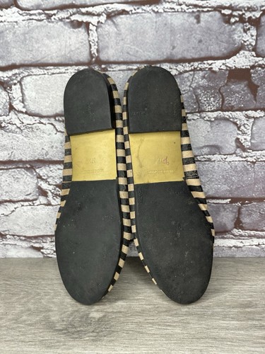 Pretty Ballerinas Fabric Black Stripe Blue Bow Ballet Flats Women’s 37.5EU/7M US - Picture 7 of 22