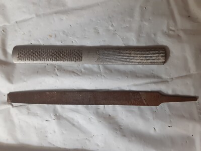 Lot of 2 Metalworking Files - Flat File & Wood Rasp - Mixed Cuts, 9.5'' Longest