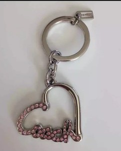 New Coach Silver Pink Pave Crystal Heart Keychain Keyring Fob Charm Ebay