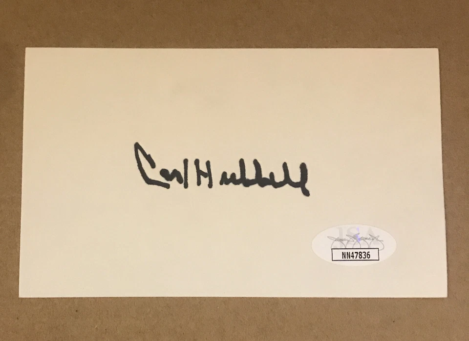 CARL HUBBELL MLB NY GIANTS SIGNED 3X5 INDEX CARD HOF JSA CERTIFIED AUTOGRAPH - Image 2 of 4