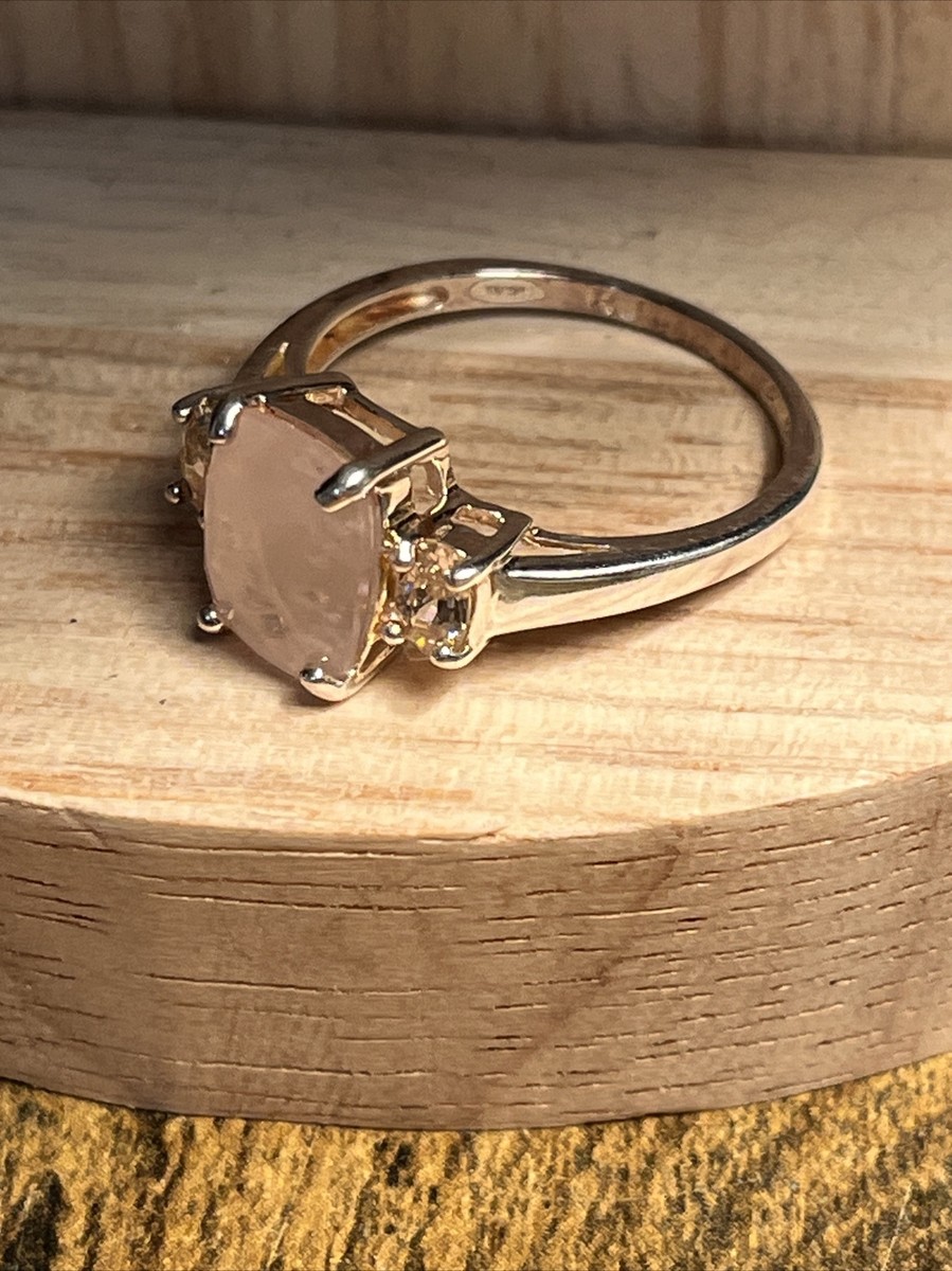 Vtg RJ Graziano For Avon Sterling Silver 925 Rose Quartz CZ Ring Size