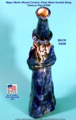 merlin tobacco Magic Merlin Wizard Ceramic Glass Water Hookah Bong Tobacco Pipe, #1830  Made USA