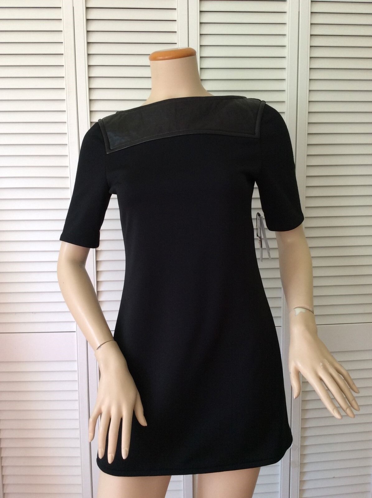 NEW ATTO Sexy Black & Blue Leather Accented Open Back Dress (Size 38/6) - $1,395