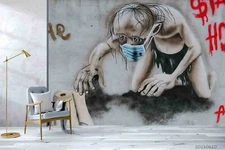 3D Graffiti Slogan Sign Wallpaper Wall Mural Removable Self-adhesive Sticker3615