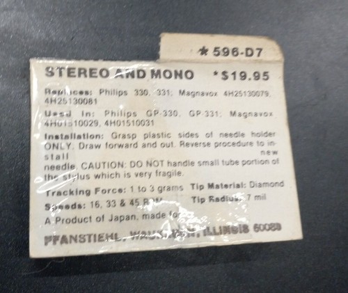 Phonograph Needle Magnavox 4H251300709 4H01510031 4H25130081 4H01510029 596-D7 - Picture 2 of 2