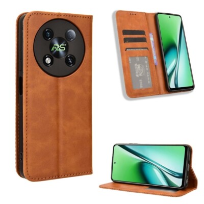 Für Itel RS4 Magnetisch Buckle Retro Textur Leder Phone Hülle Schutzhülle Shell